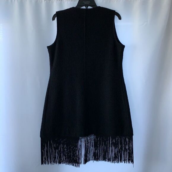 Carson medium 100% wool black vest with fringed bottom - Picture 5 of 7